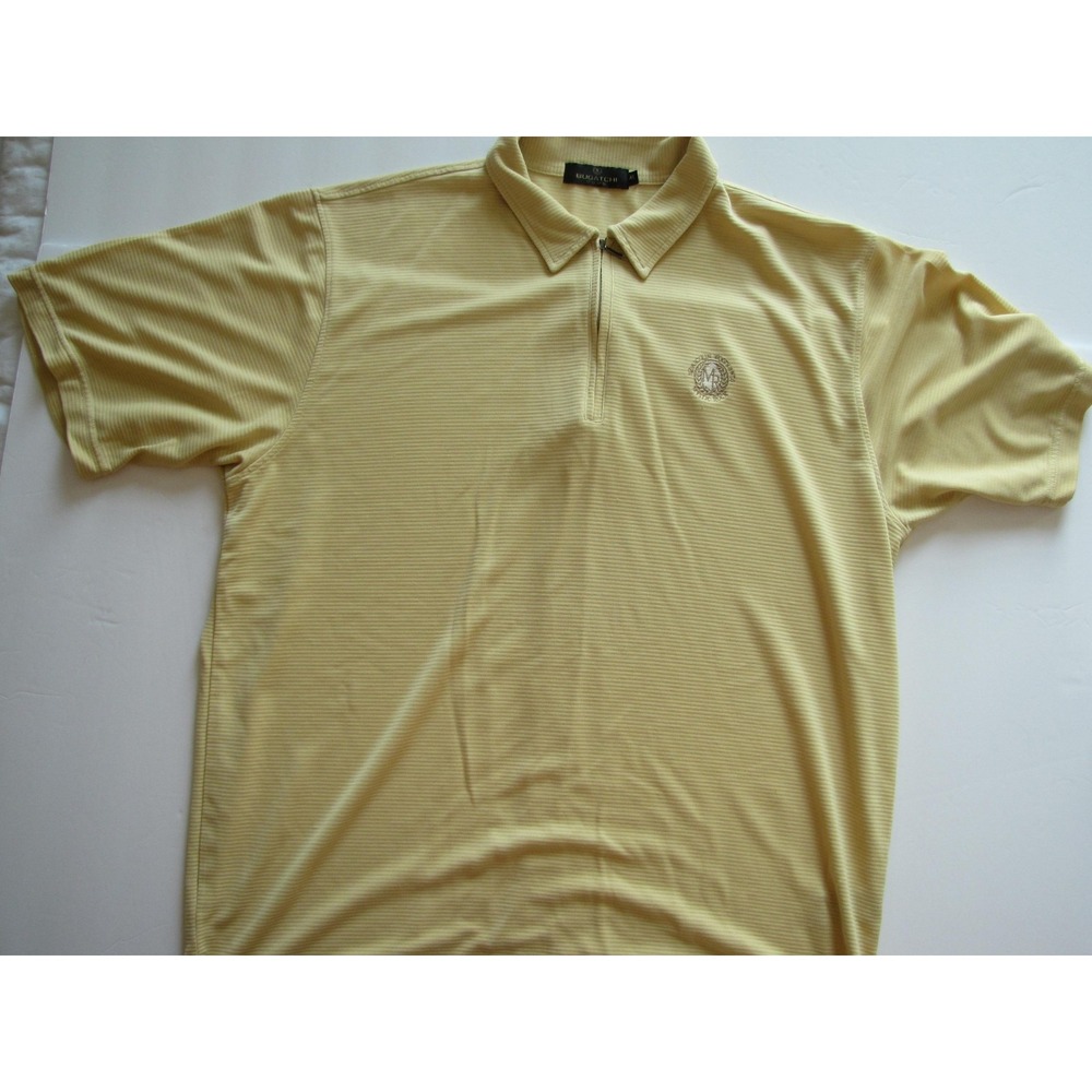 Bugatchi Uomo Shirt Mens XL Yellow Quarter Zip Polo Golf Textured Knit